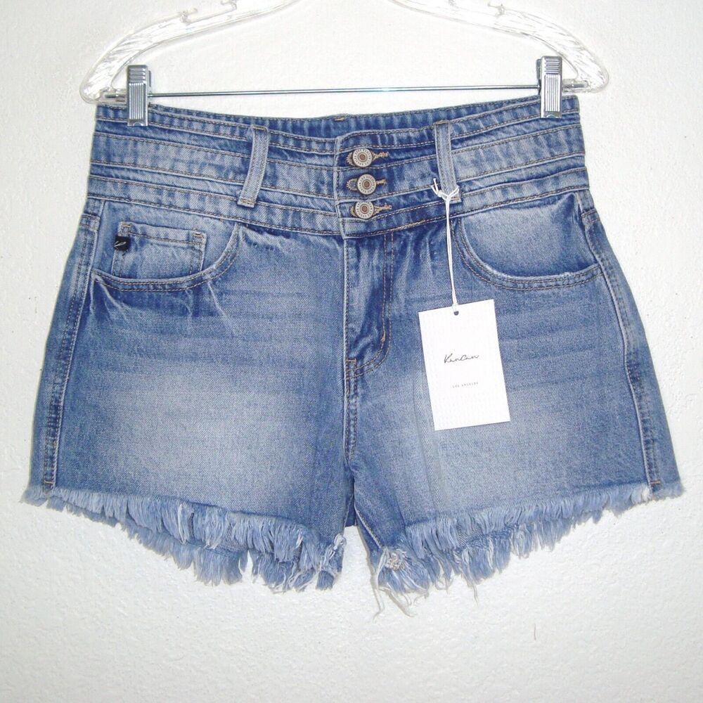 NWT KanCan Tilly High Rise Women's Jean Shorts Raw Hem Cutoff Size 7